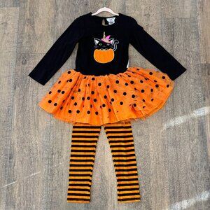 Girl's Halloween Cat Party Dress & Matching Leggings, size 6, perfect condition!